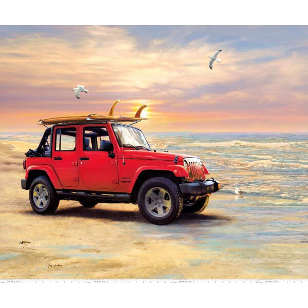 Red Jeep Panel - Jeep Fabric - Jeep in the Wild - Riley Blake - P7733 RED