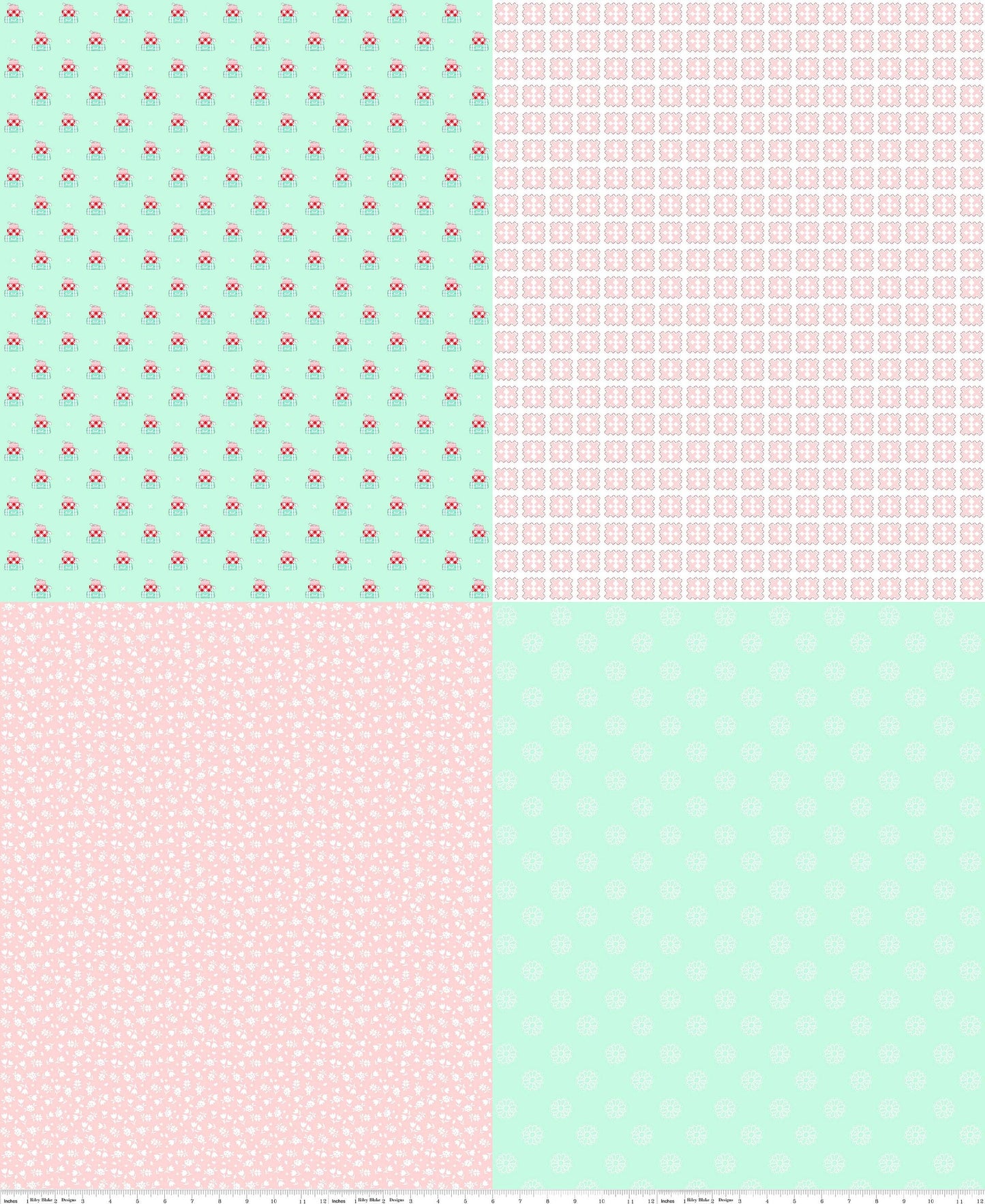 A Little Sweetness Fabric - Mint Fat Quarter Panel - Tasha Noel - FQP6511 MINT