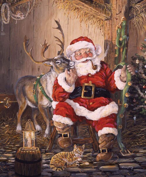 Christmas Memories Panel - Time To Go - Vintage Santa - Christmas Panel - Riley Blake - P8692 Time