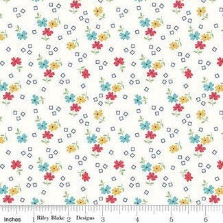 Farm Girl Vintage Fabric - By The Half Yard - BTHY - Cloud Flower - Lori Holt - Bee In My Bonnet - Riley Blake - C7872 CLOUD
