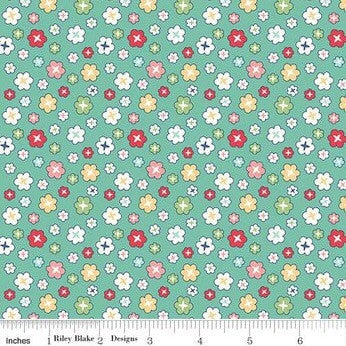 Vintage Happy 2 Fabric - By The Half Yard - BTHY - Blossom Sea Glass - Lori Holt - Bee In My Bonnet - Riley Blake - C9136 SEA GLASS