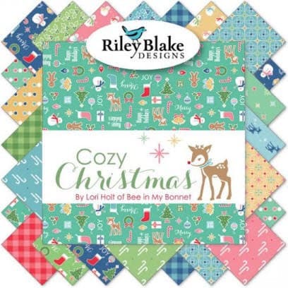 Cozy Christmas Fabric - Blue Fat Quarter Panel - Lori Holt - Bee In My Bonnet - Riley Blake - FQP7974 Navy