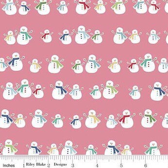 Cozy Christmas - By The HALF Yard - BTHY - Pink Snowmen - Lori Holt - Bee In My Bonnet - Riley Blake - C5363 PINK