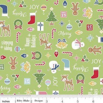 Cozy Christmas - By The HALF Yard - BTHY - - Green Main - Lori Holt - Bee In My Bonnet - Riley Blake - C5360 GREEN