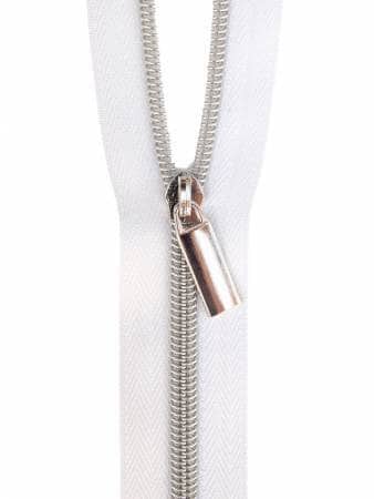 White Zipper Tape - Sallie Tomato Zipper - Choose Teeth Color - 3 Yards - 108 inches