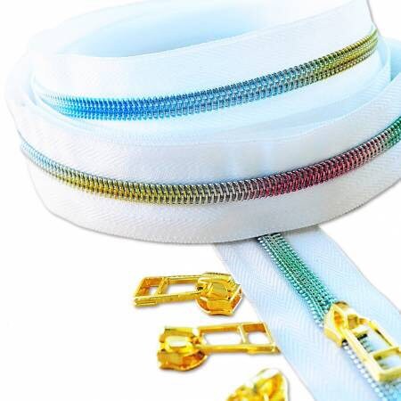 Sew Quirky - White Rainbow Zipper By The Yard - White Tape - 3 Meters - 118 inches