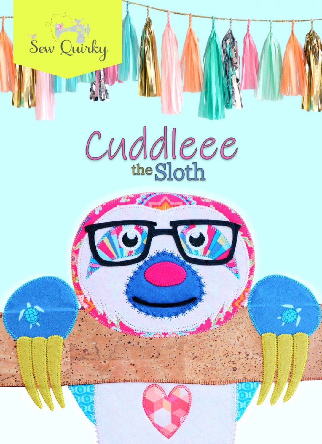 Cuddleee the Sloth - Sew Quirky - Mandy Murray - Appliqué Pattern - Mini Quilt Pattern