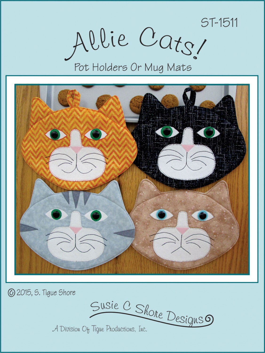 Allie Cats Pot Holder or Mug Rug Pattern - Susie C Shore Designs - Suzanne Shore