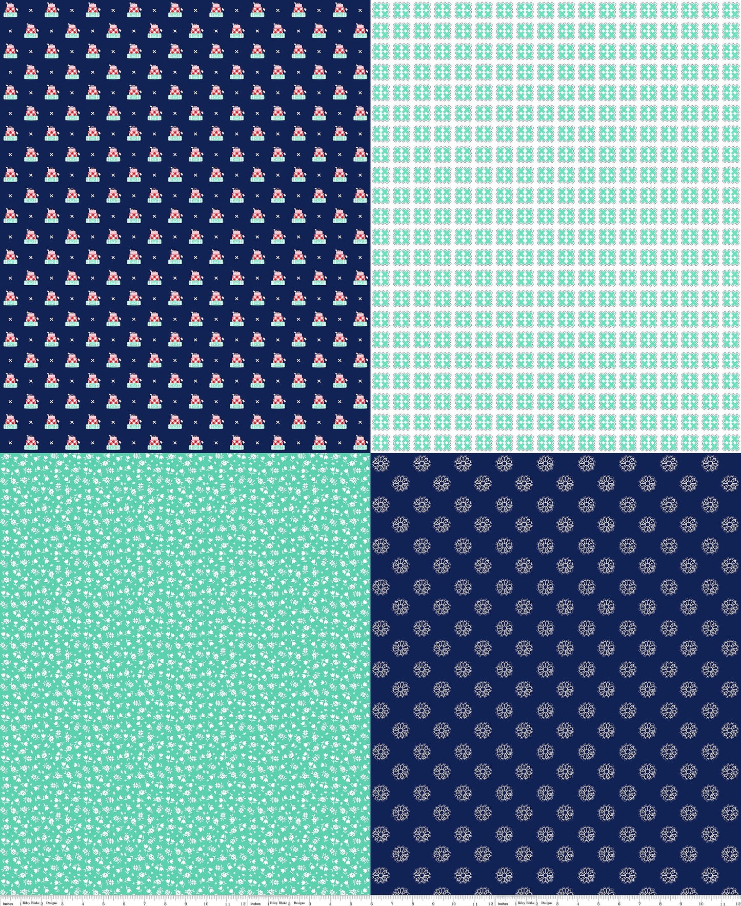 A Little Sweetness Fabric - Navy Fat Quarter Panel - Tasha Noel - FQP6511 NAVY