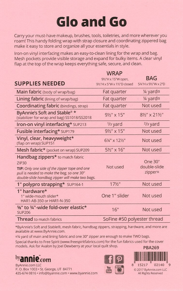 Glo and Go Essentials Wrap and Bag Pattern - Makeup Bag Pattern - By Annie