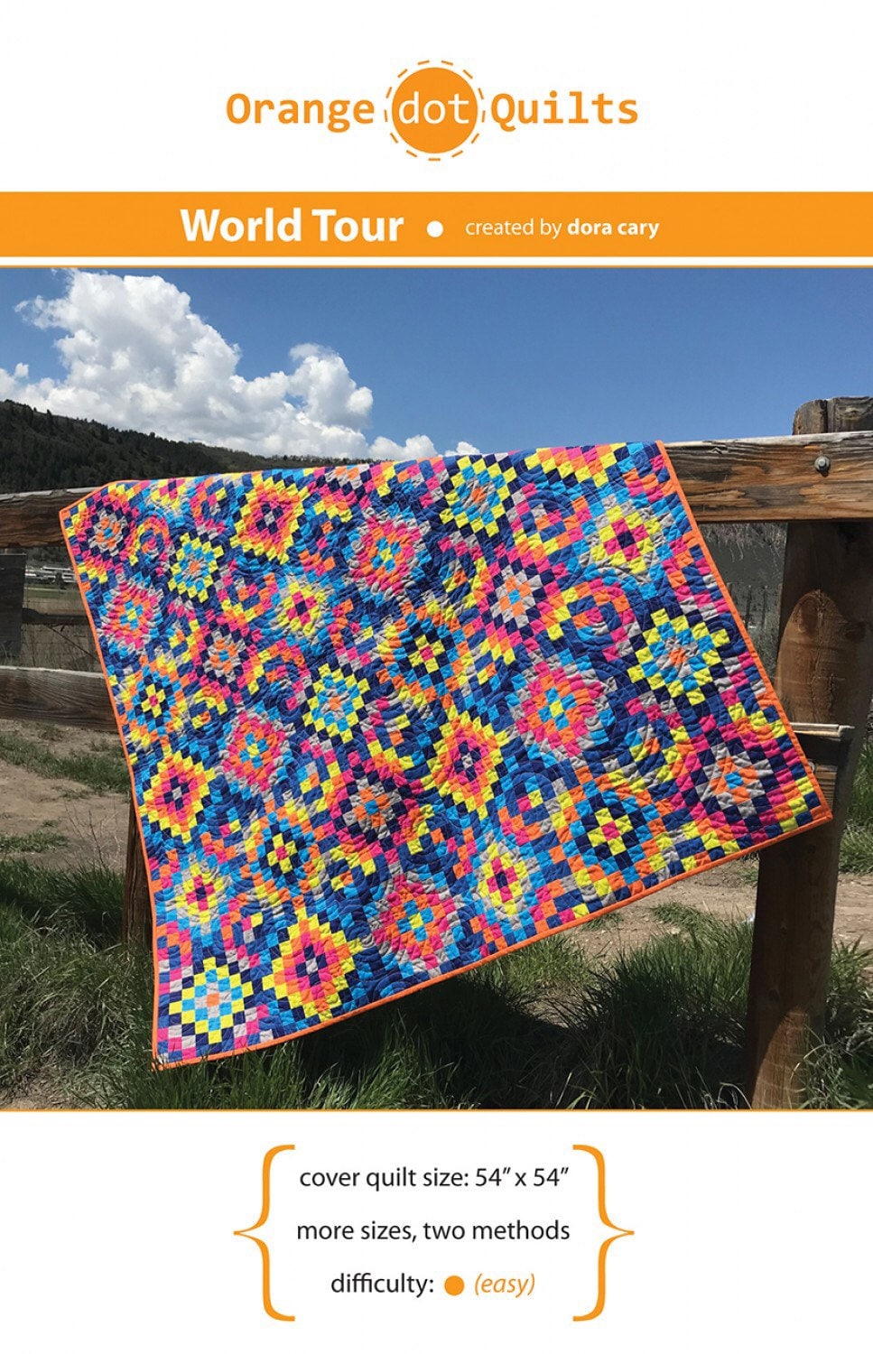 World Tour Quilt Pattern - Orange Dot Quilts - Dora Cary - Easy Quilt Pattern