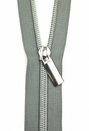 Grey Zipper Tape - #3 Zipper - Sallie Tomato Zipper - Choose Teeth Color - 3 Yards - 108 inches