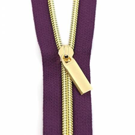 Purple Zipper Tape - Sallie Tomato Zipper - Choose Teeth Color - 3 Yards - 108 inches
