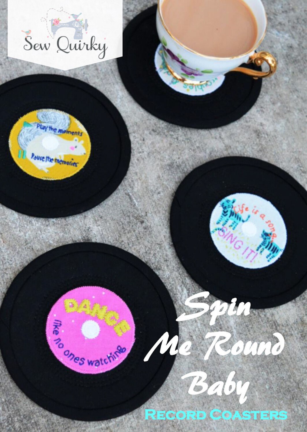 Spin Me around Baby - Sew Quirky - Mandy Murray - Appliqué Pattern - Coaster Pattern