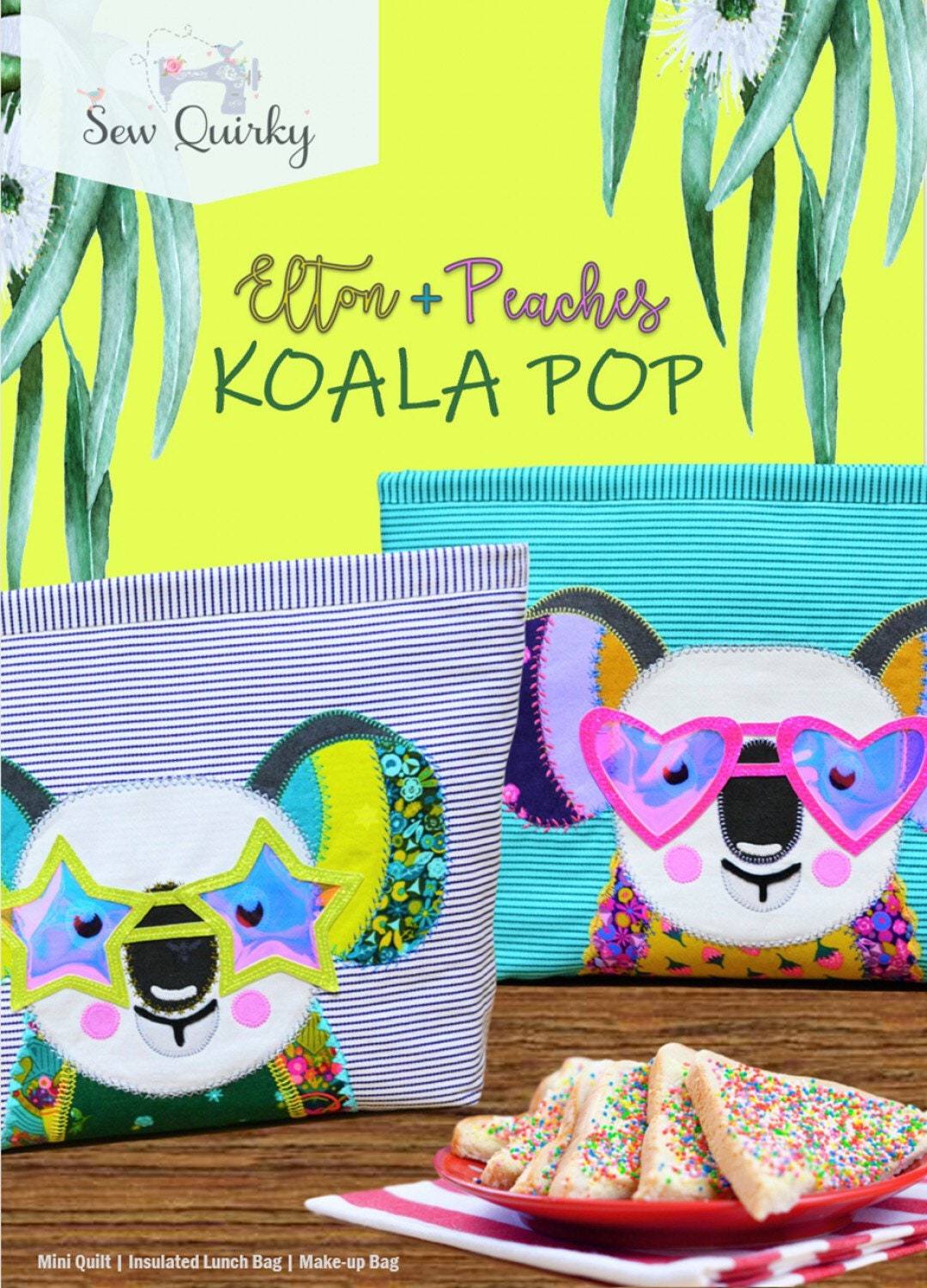 Koala Pop - Sew Quirky - Mandy Murray - Appliqué Pattern - Mini Quilt Pattern - Lunch Bag Pattern