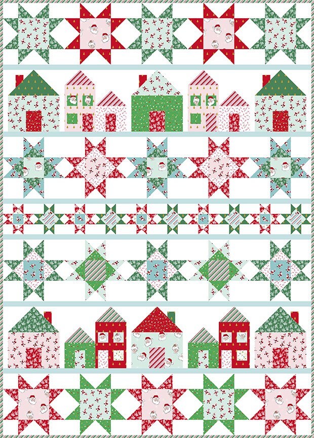 Santa Claus Lane - By The Half Yard - BTHY - Blue Stripes - Melissa Mortenson - Christmas Fabric - Riley Blake - C9616 BEARLAKE
