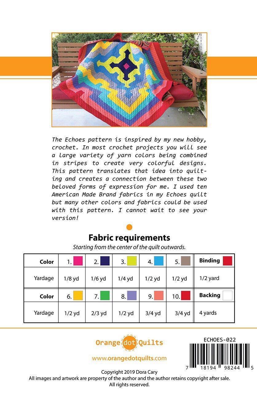 Echoes Quilt Pattern - Orange Dot Quilts - Dora Cary