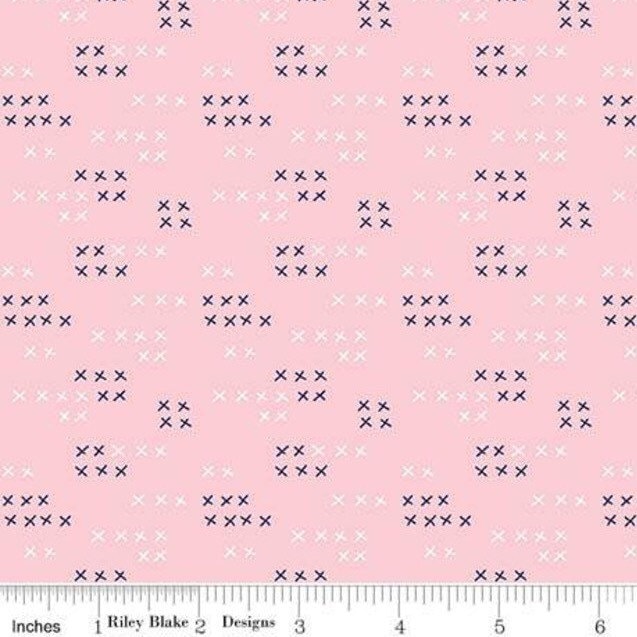 Simple Goodness Fabric - By The Half Yard - BTHY - Pink X’s - Tasha Noel - Valentines Day Fabric - C7937 Pink