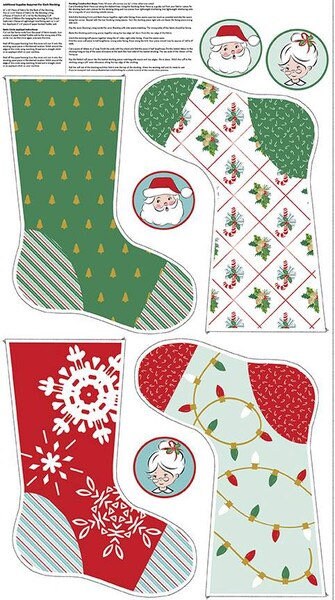 Santa Claus Lane - Red & Green Stocking Panel - 24” x 42” - Melissa Mortenson - Polka Dot Chair - Christmas Fabric - Riley Blake - C9617 TWO