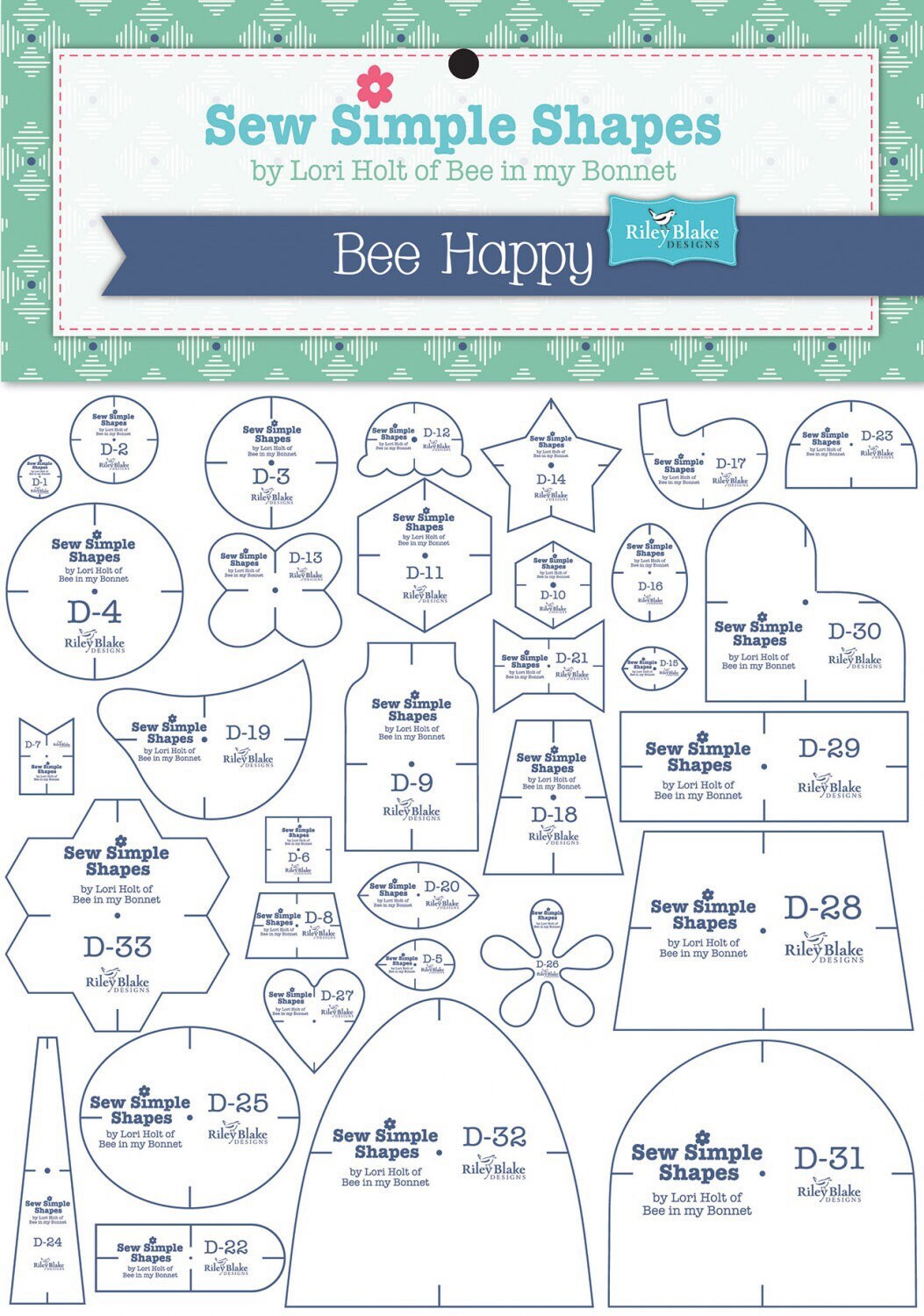 Lori Holt Bee Happy Sew Simple Shapes - Template Set 33 pcs
