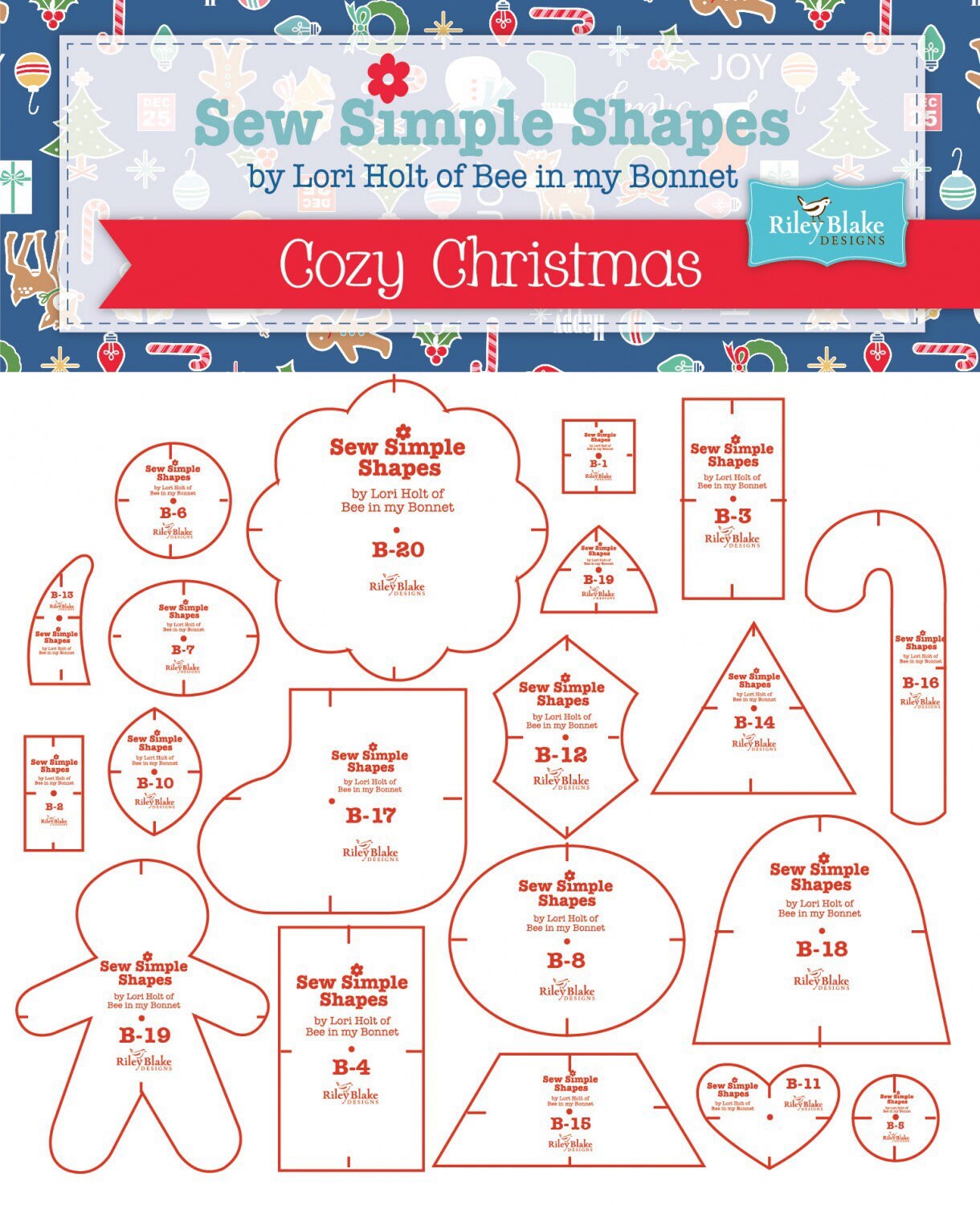 Lori Holt Cozy Christmas Sew Simple Shapes - Template Set 20 pcs
