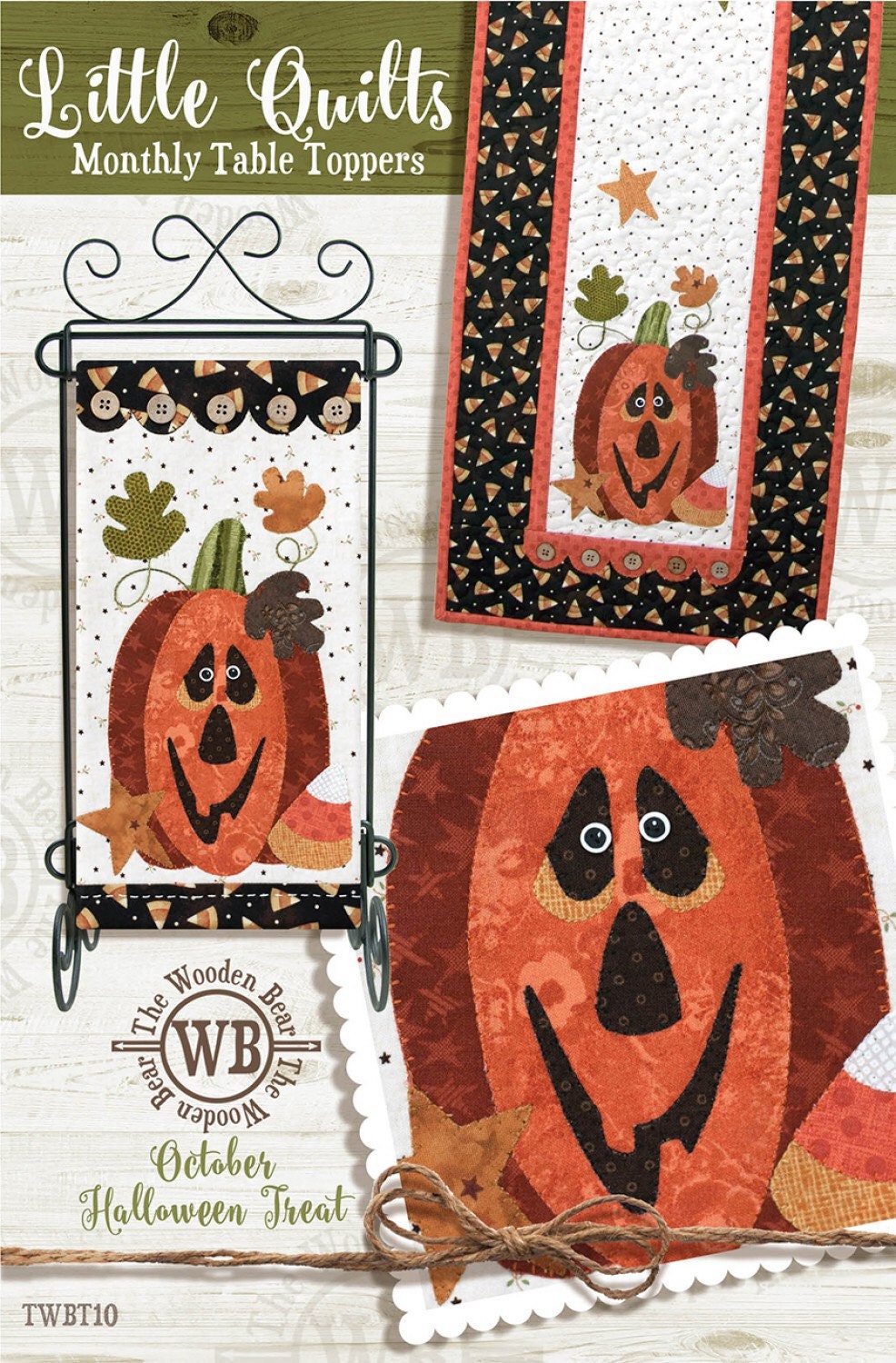 The Wooden Bear October Halloween Treat Mini Quilt Pattern - Little Quilts Series - Buttons Included