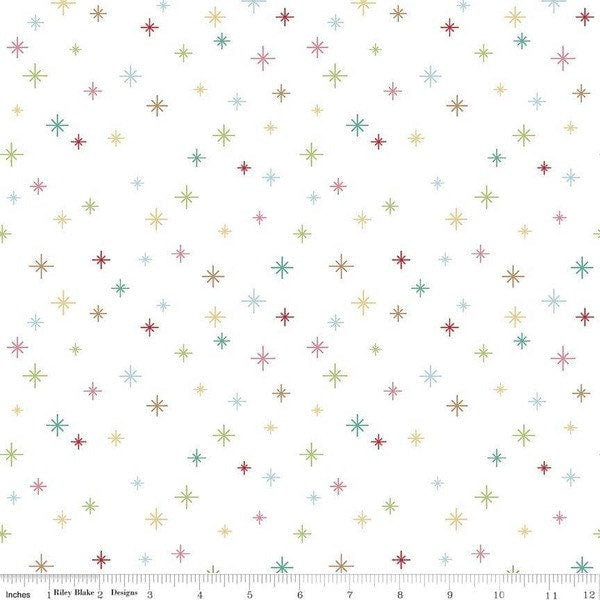 Cozy Christmas Fabric - By The HALF Yard - BTHY - White Sparkle - Lori Holt - Bee In My Bonnet - Riley Blake - C5365 WHITE