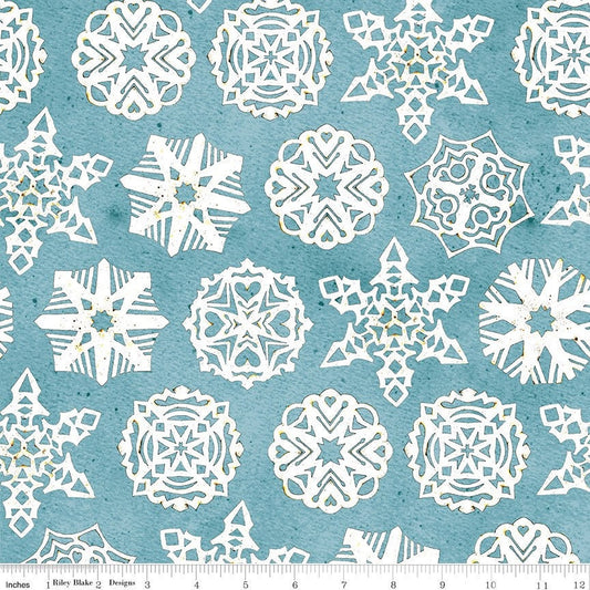 Snow Sweet - By The Half Yard - BTHY - Blue Paper Snowflakes - J Wecker Frisch - Christmas Fabric - Riley Blake - C9668 BLUE