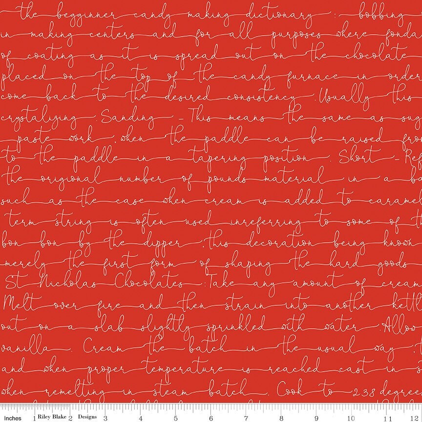 Snow Sweet - By The Half Yard - BTHY - Red Candy Making Text - J Wecker Frisch - Christmas Fabric - Riley Blake - C9669 RED