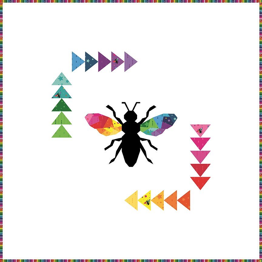 Create Navy Hexie Bees - By The Half Yard - BTHY - Kristy Lea - Quiet Play - Rainbow Fabric - Riley Blake - C9805 NAVY