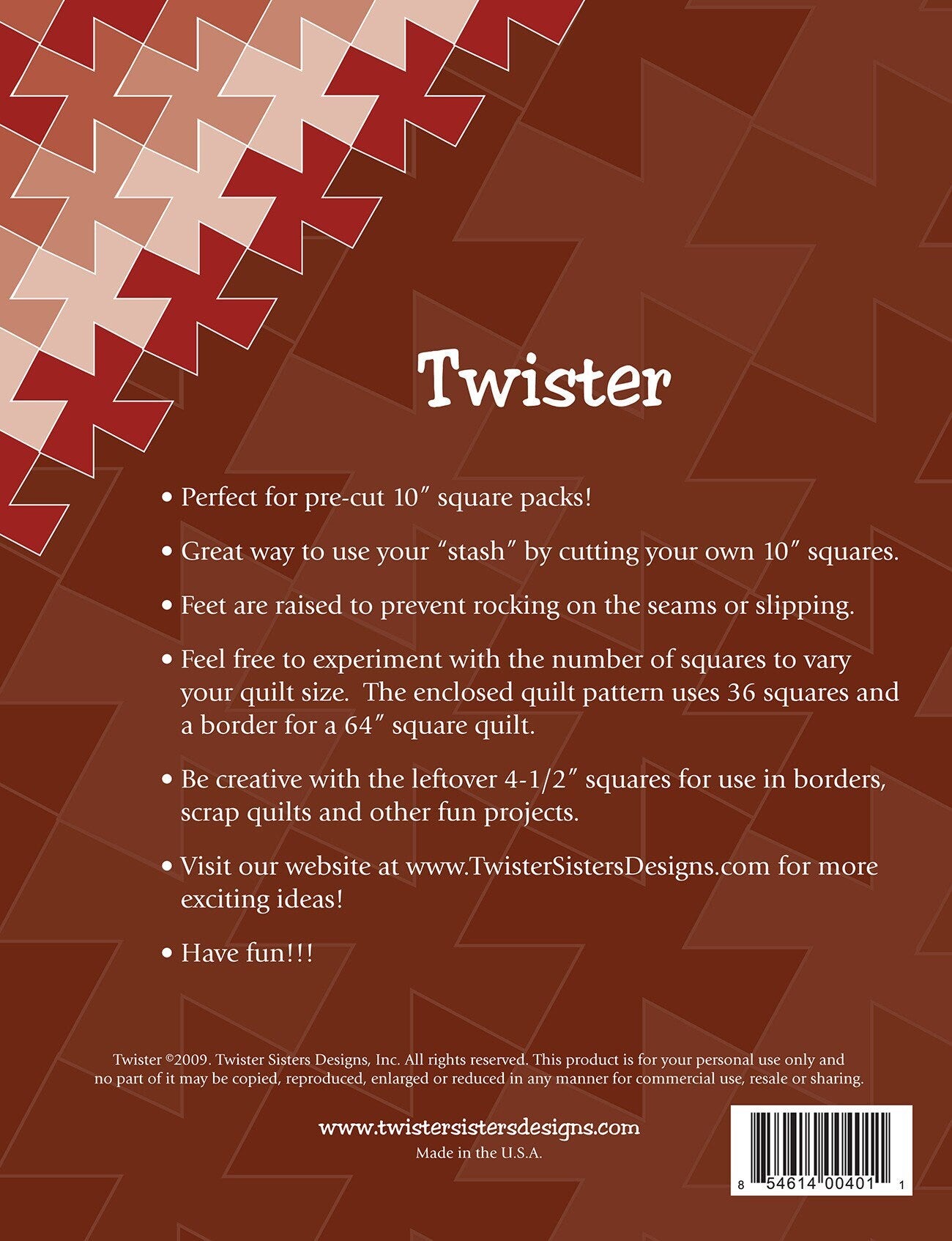 Twister Pinwheel Ruler - Twister Sisters - Layer Cake Friendly - Twister Pinwheel Tool