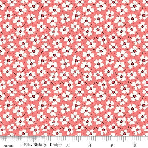 Flea Market Fabric - By The Half Yard - BTHY - Lipstick Daisy - Lori Holt - Bee in My Bonnet - Riley Blake - C10219 LIPSTICK