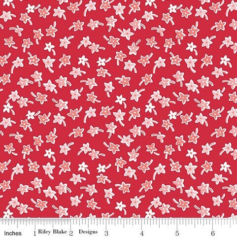 Flea Market Fabric - By The Half Yard - BTHY - Red Star Flowers - Lori Holt - Bee in My Bonnet - Riley Blake - C10222 RED