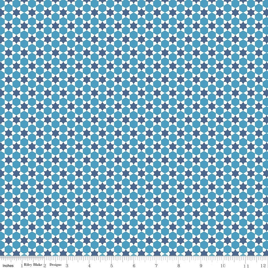 Flea Market Fabric - By The Half Yard - BTHY - Blue Old Quilt - Lori Holt - Bee in My Bonnet - Riley Blake - C10223 BLUE