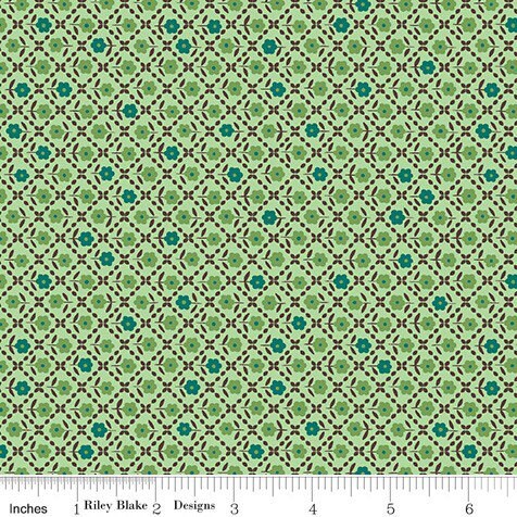 Flea Market Fabric - By The Half Yard - BTHY - Green Needlepoint - Lori Holt - Bee in My Bonnet - Riley Blake - C10224 GREEN