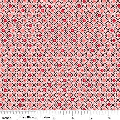 Flea Market Fabric - By The Half Yard - BTHY - Pink Needlepoint - Lori Holt - Bee in My Bonnet - Riley Blake - C10224 PINK
