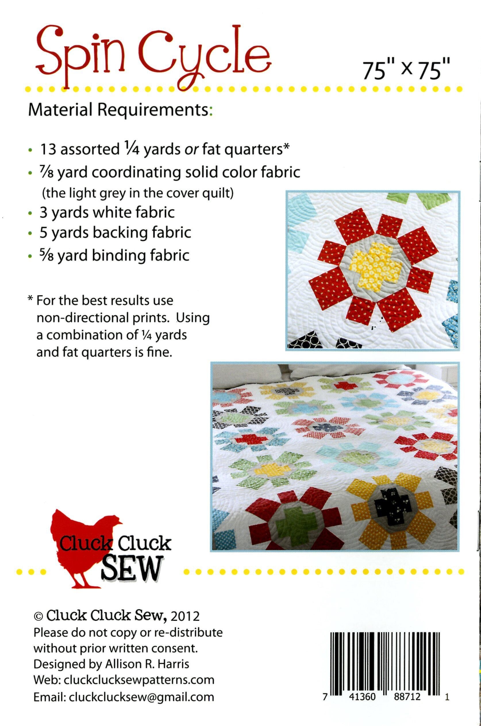 Spin Cycle Quilt Pattern - Cluck Cluck Sew - Allison Harris - Fat Quarter Friendly - 75” x 75”
