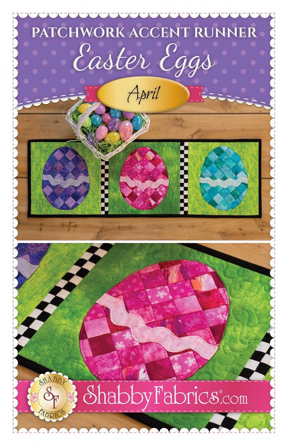 Patchwork Accent Runner Easter Eggs April - Shabby Fabrics - Jennifer Bosworth - Easter Table Runner Pattern