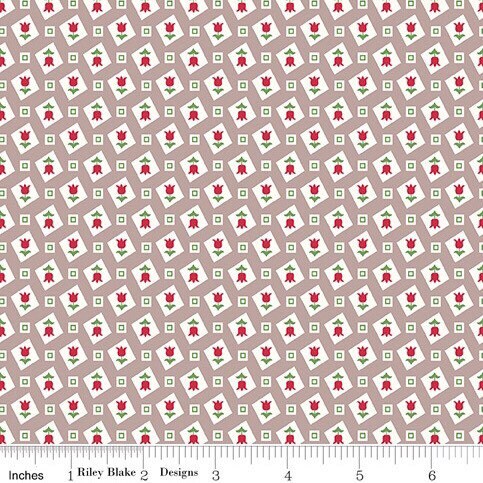 Flea Market Fabric - By The Half Yard - BTHY - Pewter Tulips - Lori Holt - Bee in My Bonnet - Riley Blake - C10220 PEWTER