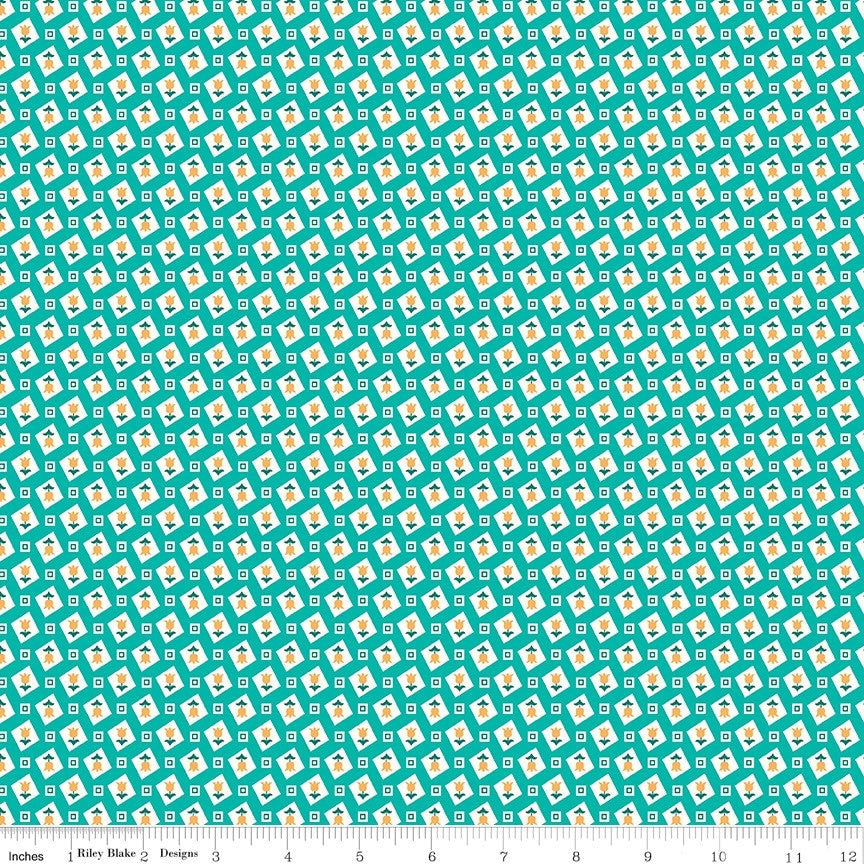 Flea Market Fabric - By The Half Yard - BTHY - Vivid Tulips - Lori Holt - Bee in My Bonnet - Riley Blake - C10220 VIVID