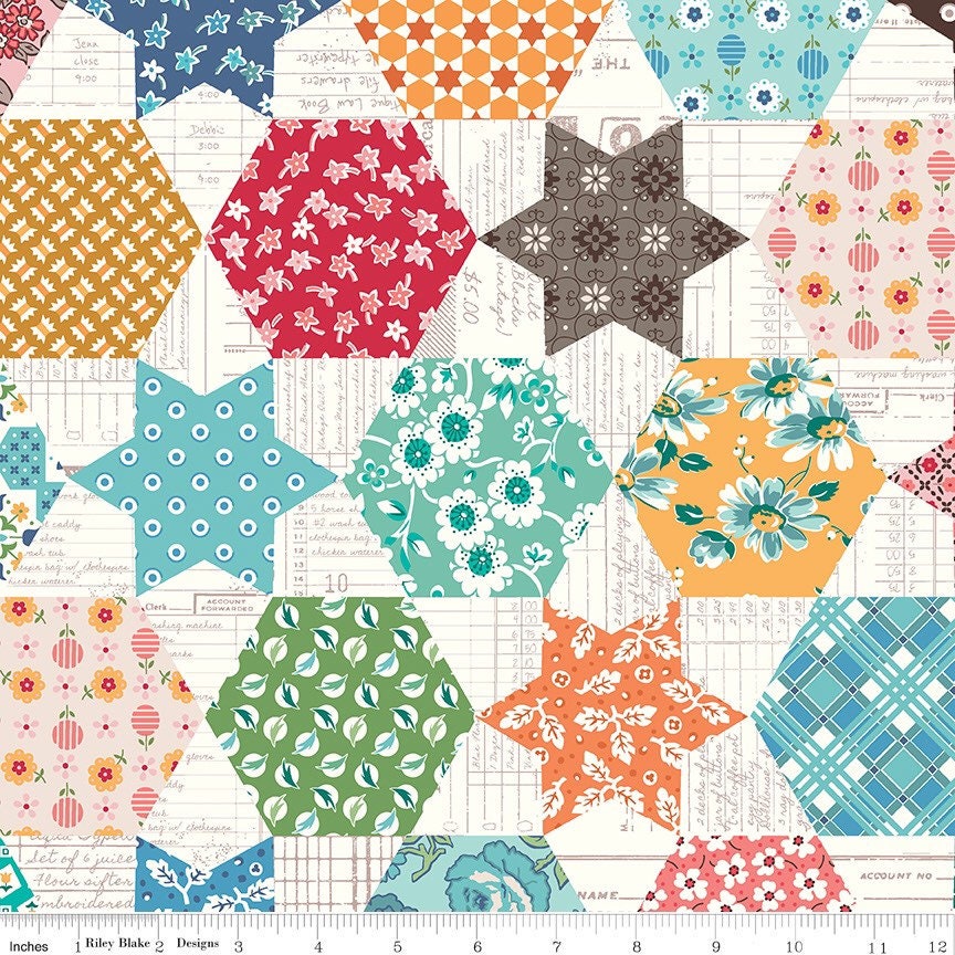 Flea Market Fabric - By The Half Yard - BTHY - Cheater Print Multi - Lori Holt - Bee in My Bonnet - Riley Blake - C10230 MULTI