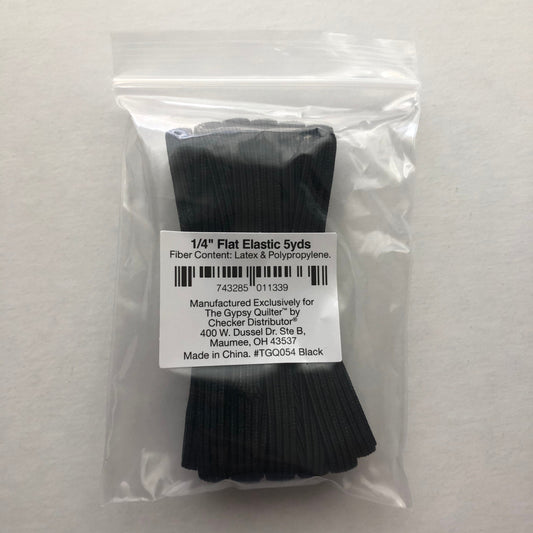 1/4” Black Elastic - 5 yards - latex/polypropylene