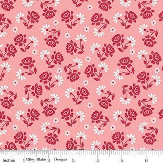 Granny Chic Fabric - By The Half Yard - BTHY - Pink Roses - Lori Holt - Bee in my Bonnet - Riley Blake - C8523 PINK
