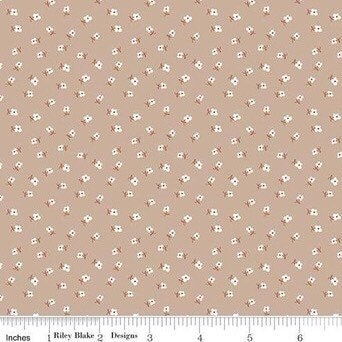 Granny Chic Fabric - By The Half Yard - BTHY - Brown Blossoms - Lori Holt - Bee in my Bonnet - Riley Blake - C8519 BROWN