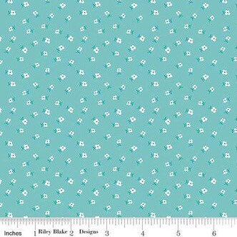 Granny Chic Fabric - By The Half Yard - BTHY - Blue Blossoms - Lori Holt - Bee in my Bonnet - Riley Blake - C8519 BLUE