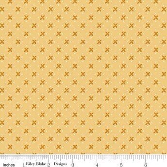 Granny Chic Fabric Fabric - By The Half Yard - BTHY - Yellow Kisses - Lori Holt - Bee in my Bonnet - Riley Blake - C8512 YELLOW