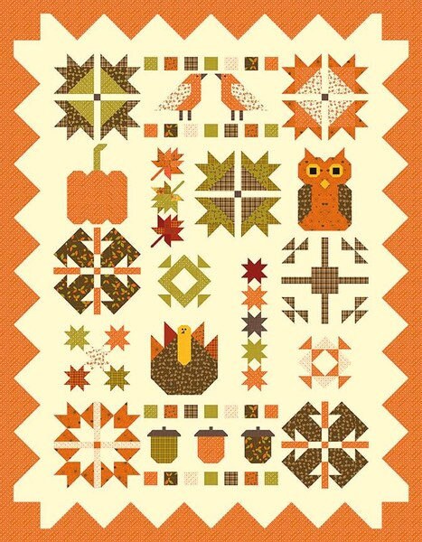 Fabulous Fall Quilt Pattern - Sandy Gervais  - Pieces From My Heart - Made with Give Thanks fabric - Finished Size 63” x 81”