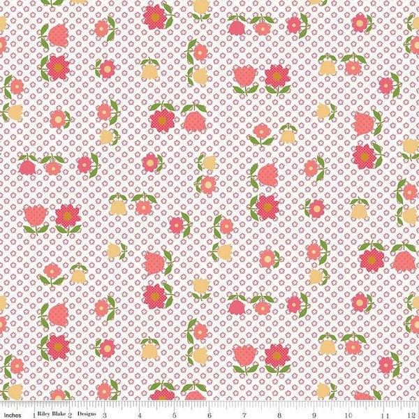 Granny Chic Fabric - By The Half Yard - BTHY - Pink Apron - Lori Holt - Bee in my Bonnet - Riley Blake - C8514 PINK