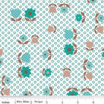Granny Chic Fabric - By The Half Yard - BTHY - Teal Apron - Lori Holt - Bee in my Bonnet - Riley Blake - C8514 TEAL