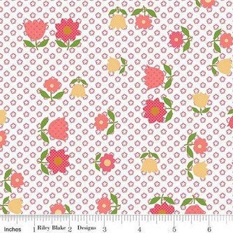 Granny Chic Fabric - By The Half Yard - BTHY - Pink Apron - Lori Holt - Bee in my Bonnet - Riley Blake - C8514 PINK